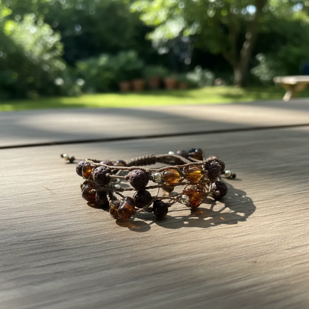 Pulsera artesanal con auténtico ámbar de Simojovel